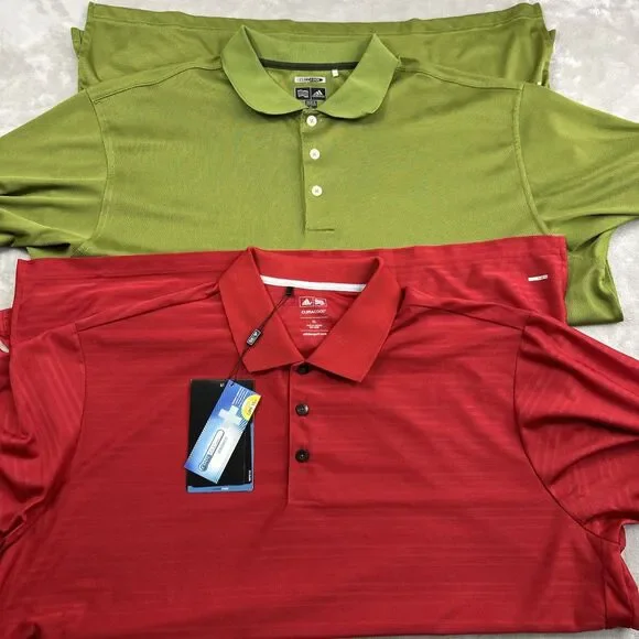 Adidas Golf Climacool Polo Shirt Men’s XL Red Lime Green Set Embroidered - Picture 1 of 13